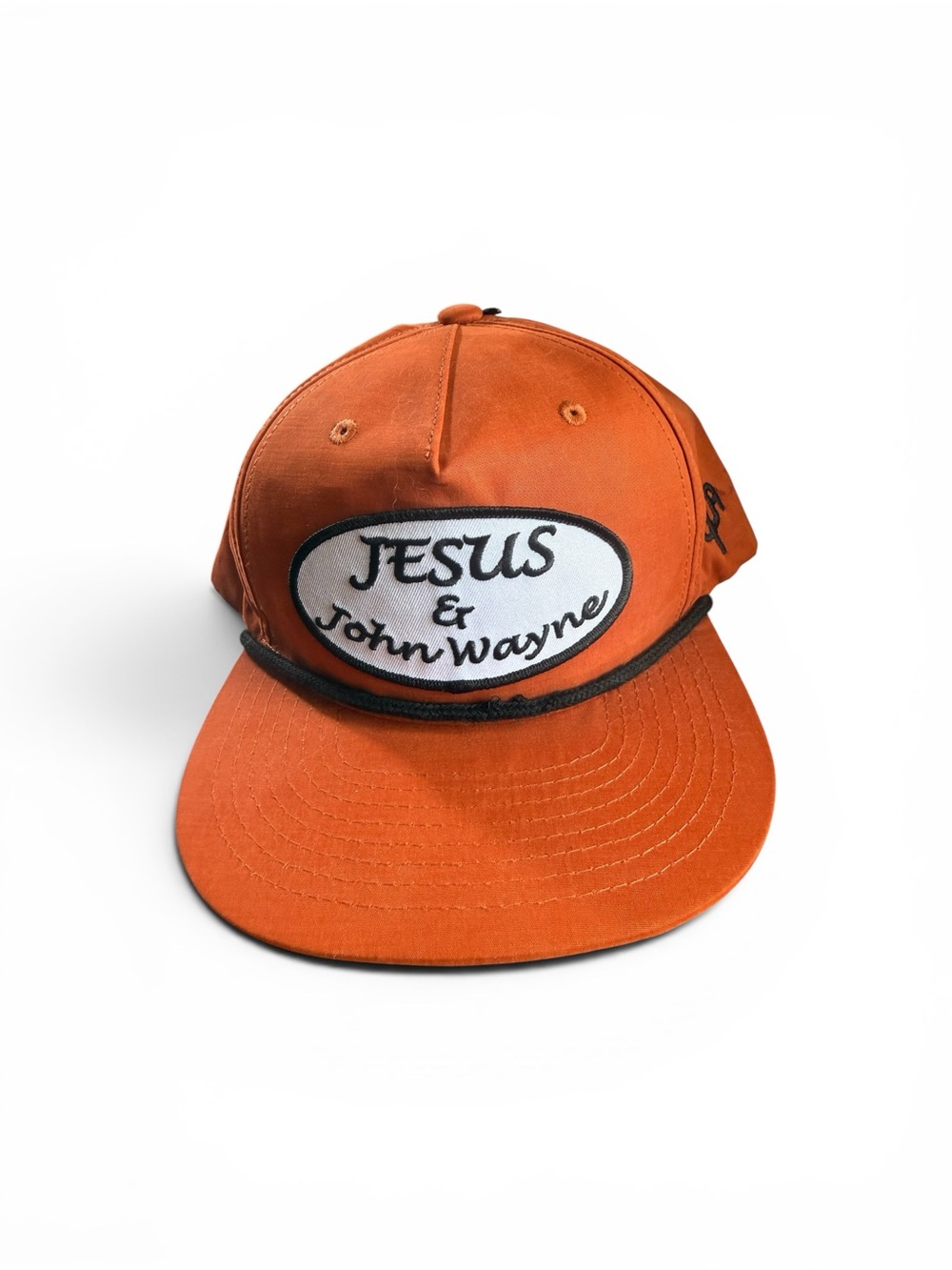 Orange 'Jesus & John Wayne' Patch Corded Truckers Cap